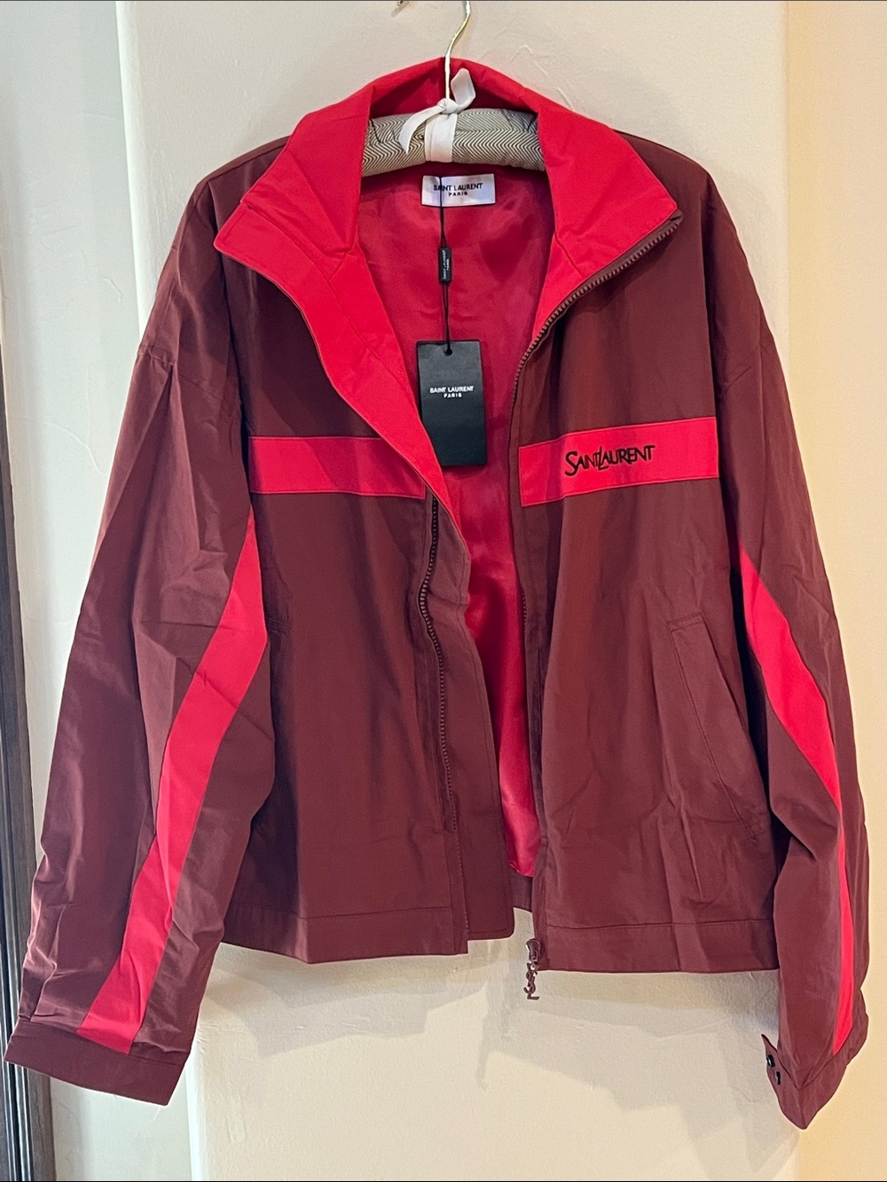 Saint Laurent Red & Burgundy tech jacket Windbreaker Jacket unisex large nwt